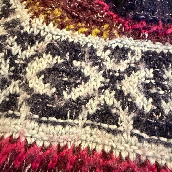 Free People Silver Reed Fair Isle Chunky Knit Sweater Size S - Picture 8 of 9